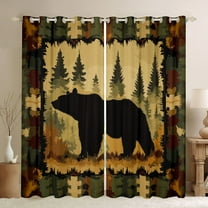 Castle Fairy Animal Bear Black Out Curtains for Female Men Women,Vintage Cabin Aesthetic Curtains Pack of 2 (42x63 Each),Woodland Wildlife Bedroom Curtains,Microfiber Bedroom Decor