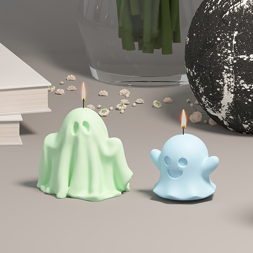 5-Piece Spooky Ghost Candle Mold Set DIY Pumpkin Zombie Plaster Epoxy Resin Silicone Molds Unique Artistic Handcrafted Resin Materials Halloween Party Decorations, Furniture Ornaments & Accessories