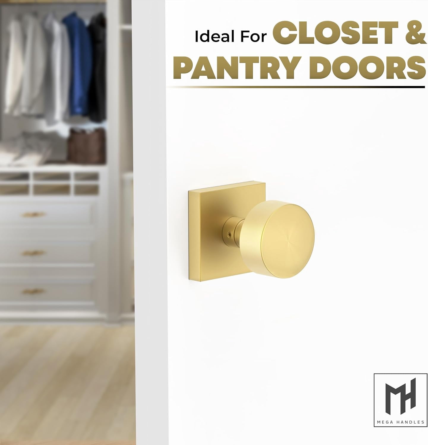 Mega Handles | Suana Dummy Door Knob | Pack of 2| Satin Brass