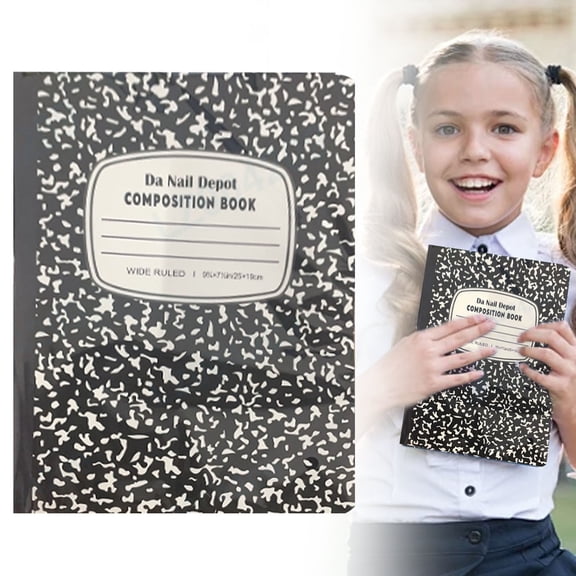 Under 4$ ! Wide Ruled Composition Notebook, Black Marble Writing Notebook, Stitched Bound Journal Book, Wide Rule Notes Book