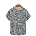 thumbnail image 5 of Yteetum Men's Short Sleeve Shirts Floral Print Hawaiian T Shirt Casual Button Down Short Sleeve Lapel Beach Summer T-Shirts, 5 of 7