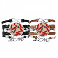 thumbnail image 1 of Japanese Ukiyoe Red Blue Pattern Bracelet Hand Strap Leather Rope Wristband Double Set, 1 of 3