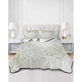 thumbnail image 3 of Quilts Twin Size, Sage Green Chrysanthemum Soft Comforter Bedding Set for Bed, Farmhouse Botanical Floral Modern Lightweight Quilted Bedspread with Pillow Cover(2 Pieces) for All Season, 68x86 Inch, 3 of 6