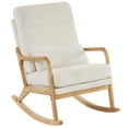 thumbnail image 6 of High Back Rocking Chair, Comfortable Accent Rocker Chair with Padded Seat and Lumbar Pillowt, Modern Nursery Glider Armchair with Solid Wood Base for Living Room Bedroom Baby Room, Off White-Teddy, 6 of 7
