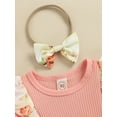 thumbnail image 6 of MAMOWEAR Newborn Infant Baby Girl Summer Floral Clothes One Piece Romper Dress Outfit with Headband, 6 of 7