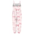 thumbnail image 5 of Kids Girls Sleeveless Bow Print Harem Jumpsuit Soft Stretchy Easter Spring Summer Outfits Pink Kids Girls Clothes 1-6 Years,Size 1 T, 5 of 6