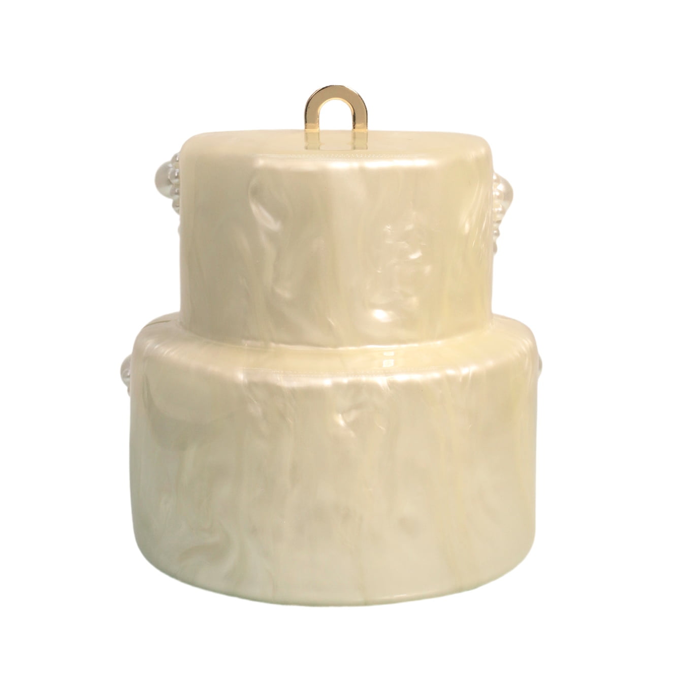 Cake Shaped Acrylic Clutch Pearl Handbags Beaded Evening Bag Mini Clutch Handbag for Wedding Cocktail Party Prom