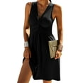 thumbnail image 5 of Women Summer V Neck Front Knotted Sleeveless Tank Dress Solid Casual A Line Dresses, 5 of 5
