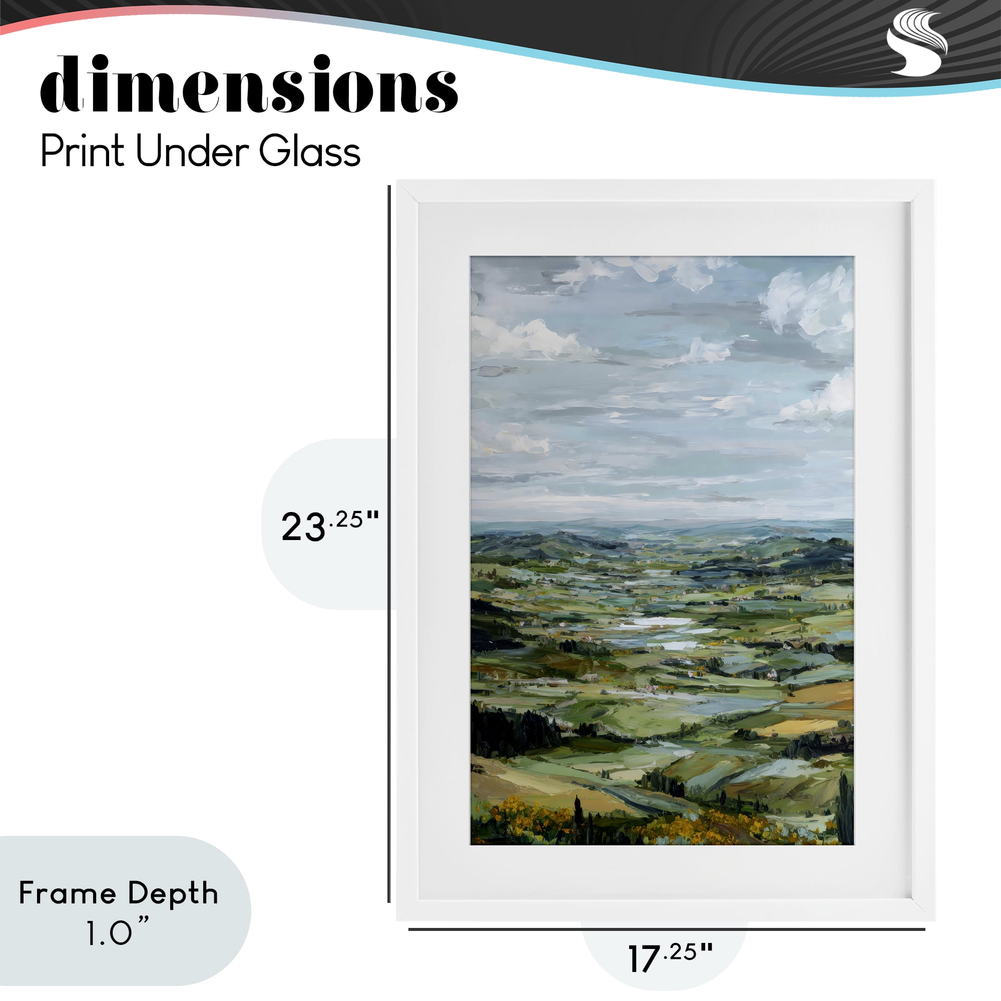 Stupell Industries Valley Living with Verdant Hills White Framed Print Under Glass, design by Petal Prints Design