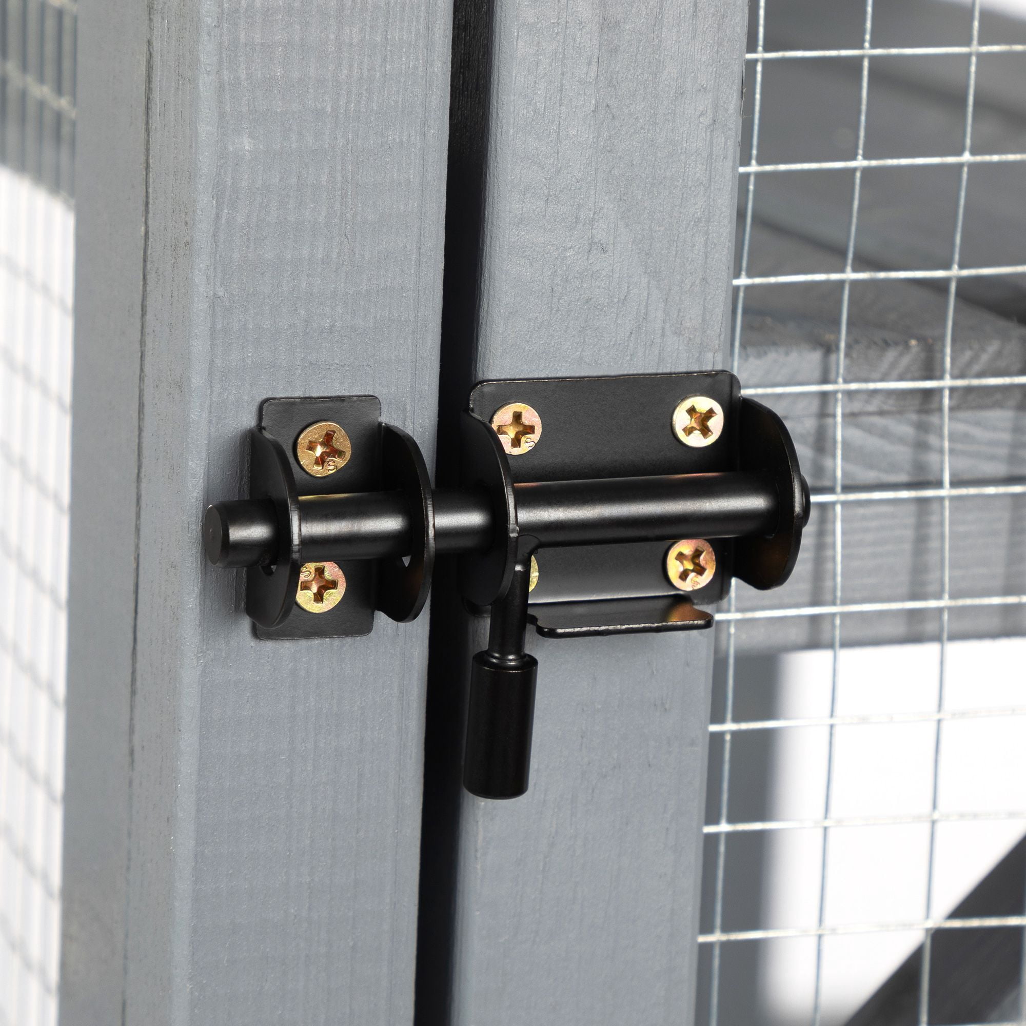 Pefilos 70" Outdoor Wood Cat House, 3 Floors Cat Enclosure Catio, Indoor Kitten Playpen with Resting Box, Cat Cage Waterproof Sunlight Roof, Gray