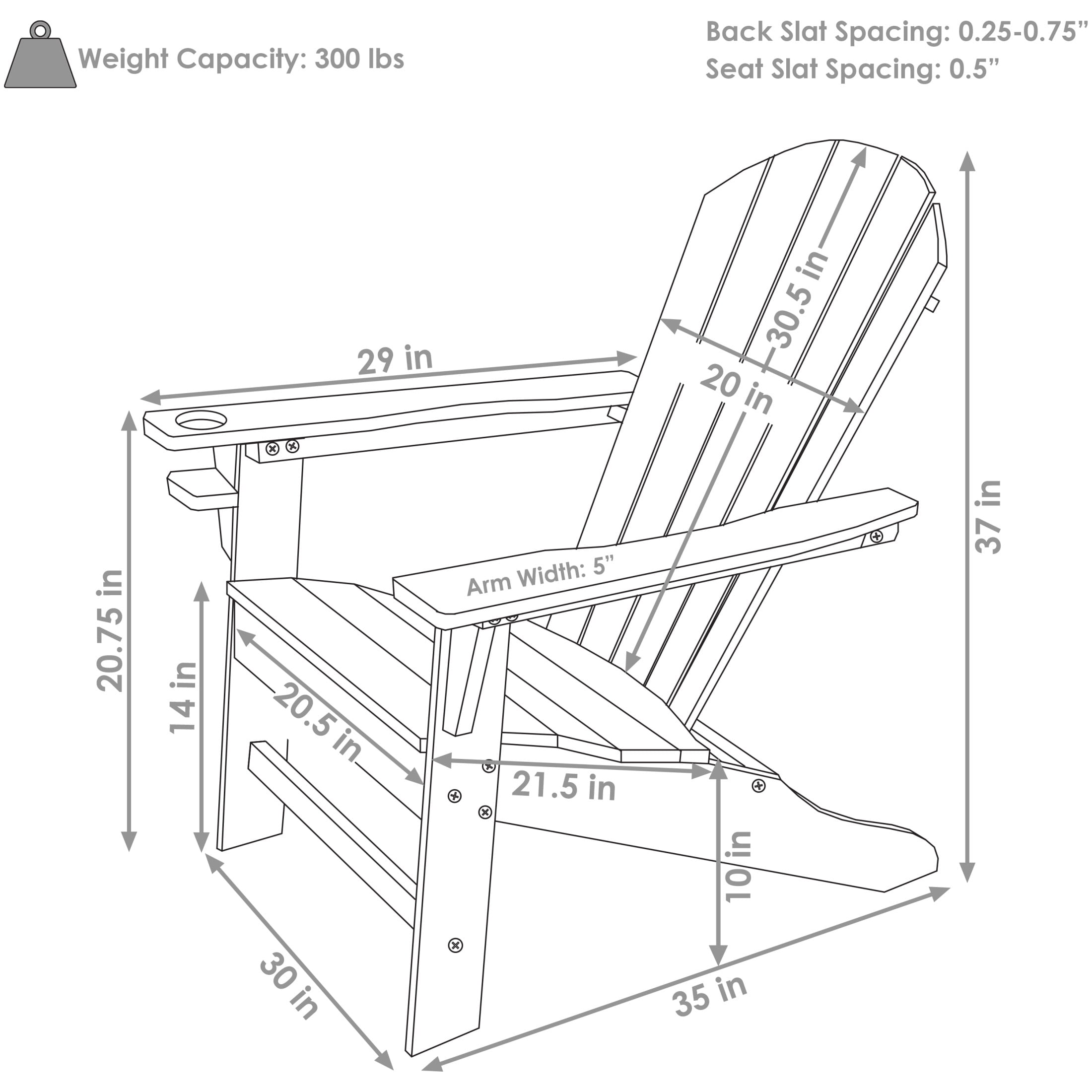 Sunnydaze HDPE Adirondack Chair with Drink Holder - Teal/Black