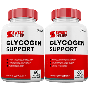 Sweet Relief Glycogen Control Capsules, Blood Vessel Supplement, All-Natural Blood Support (2 Pack)