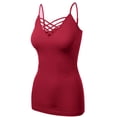 thumbnail image 2 of Women's Lattice Triple Criss-Cross Seamless Cami Long Ttank tops., 2 of 4