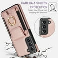 thumbnail image 5 of For Samsung Galaxy S21 Wallet Case with Card Holder, 360°Rotation Ring Holder Kickstand, 4 Card Slots PU Leather Case, RFID Blocking Magnetic Clasp Protective Cover,Rosegold, 5 of 16