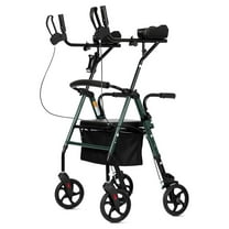 BICHE Upright walk-er, Stand Up Rollator walk-er with Padded Seat and Backrest, Compact Folding, Fully Adjustment Frame for Seniors, Green
