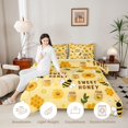 thumbnail image 3 of Erosebridal Bohemian Bug Bee King Size Comforter Sets,Retro Sunflower Florals Comforters King Size,White Brown,Colorful Stars Reversible,3-Piece,1 Comforter and 2 Pillowcases, 3 of 7