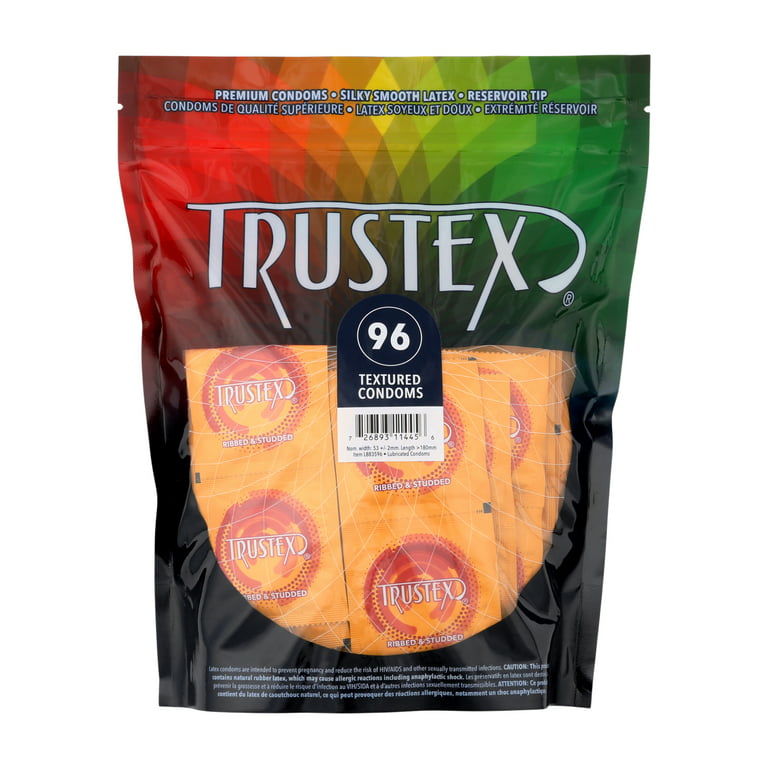 Trustex Ribbed & Studded, Latex Condoms, Contoured Shape Textured