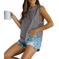 thumbnail image 4 of Loose Fit Casual Crew Neck T Shirts Basic Tee Tops Summer Sleeveless Women's Tank Top, 4 of 6