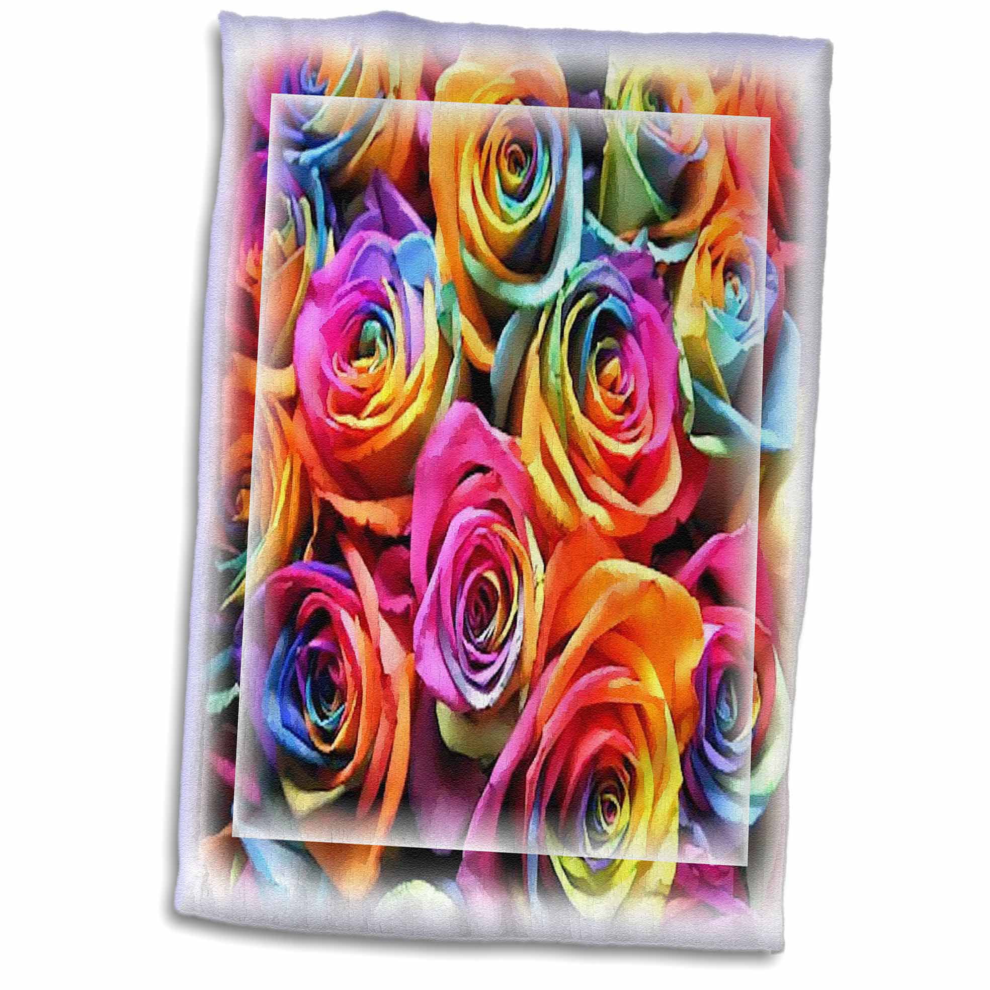 15 x 22 3D Rose Red and White Chevron Pattern Towel Multicolor