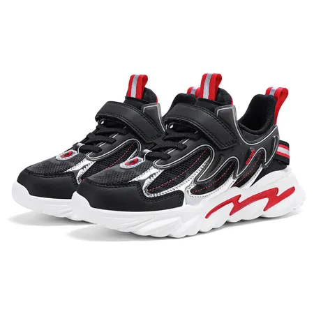 

GEDER-S1 Boys Casual Mesh Sneakers Breathable Lightweight Lace-up Low Top Hook And Loop Fastener Running Shoes For Outdoor Sports