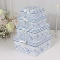 thumbnail image 5 of Efavormart Set of 4 White Blue Chinoiserie Nesting Gift Boxes With Lids, Square Stackable Heavy Duty Cardstock Keepsake Boxes, Cupcake Dessert Display Stand - 6",7",8",9", 5 of 5
