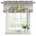 thumbnail image 2 of Blue Purple Floral Valances for Windows, Decorative Rod Pocket Window Valance Curtains, Spring Vintage Hydrangea Flower Truck Short Curtain Drapes for Kitchen/Living Room, 2 Panels, 60" W x 18" L, 2 of 8
