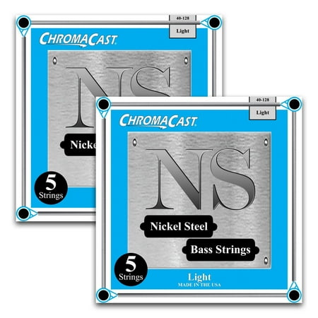ChromaCast Nickel Steel 5-String Bass Guitar Strings, Light Gauge(40-128), 2 Pack