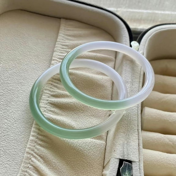 HOOUN Jade Chalcedony Oil Blue Bracelet Yuanshan Dai Gradual Thin Round Bar Beauty-56MM