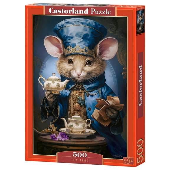 500 Piece Jigsaw Puzzle, Tea Time, Art. Puzzle, Mouse and small teapot and saucer, Adult Puzzle, Castorland B-53971