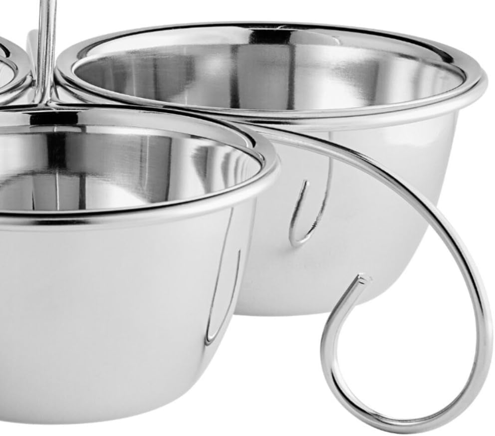 Soro Essentials- 10 oz. Stainless Steel Three-Way Server Caddy with Bowl- Serving Bowl Set Stand for Parties Serving Stand for Salsa Sauces Dressing Candy Dining Dinnerware Home Kitchen Restaurant