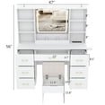 thumbnail image 5 of 47" Large Vanity Desk with Lighted Mirror & Charging Station, White Makeup Vanity with 7 Drawers & 6 Shelves, Vanity Set with Cushioned Stool, 5 of 7