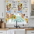 thumbnail image 3 of Swag Valance Curtains for Windows, Sunflowers Dog Light Filtering Kitchen Curtains with Rod Pocket, Spring Watercolor Floral Stars Grey Plaid Window Treatment Valances for Living Room, 28x36 - 2 PCS, 3 of 9