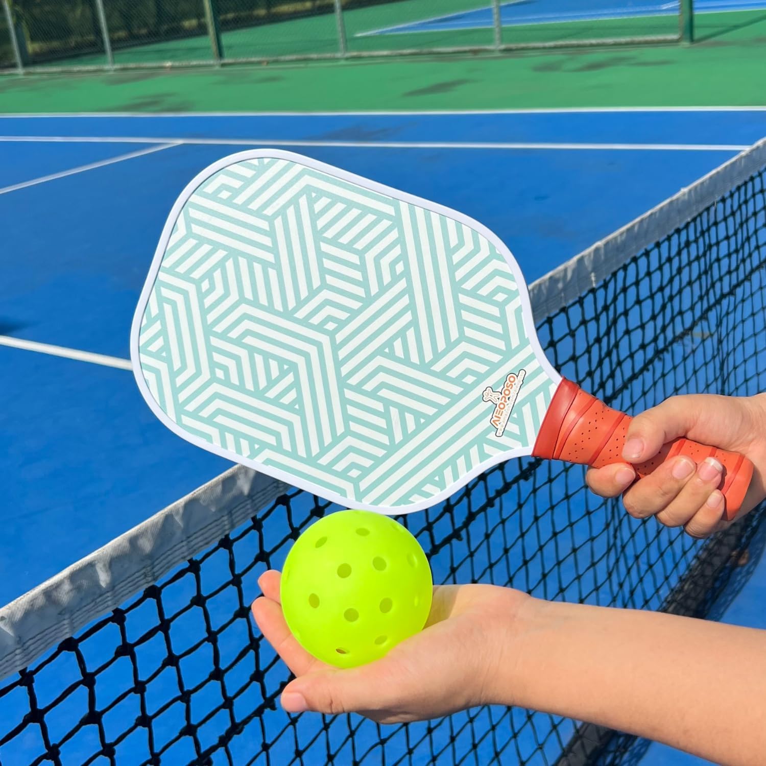 Aieoposo Pickleball Paddles, Pickleball Gift, Fiberglass Pickleball Rackets, Wristbands and Pickleball Cover - Indoor & Outdoor Pickleball Set for Beginners & Intermediate Players