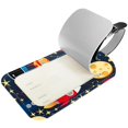 thumbnail image 2 of Square 2Pack PU Leather Stars Planets with Rockets Cruise Luggage Tag with Privacy Cover and Name ID Tag for Travel Handbags Backpacks Luggage Tags, 2 of 6