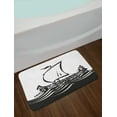 thumbnail image 2 of Odyssey Bath Mat, Greek Ship with Sail on Sea in Monochromatic Design Print, Plush Bathroom Decor Mat with Non Slip Backing, 29.5" X 17.5", Charcoal Grey and White, by Ambesonne, 2 of 2