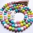 thumbnail image 7 of Spring Wood Bead Garland with Tassels and Bunny Tag Farmhouse Rustic Colorful Wooden Beads for Tiered Tray Decorations (Easter Bunny Pink), 7 of 7