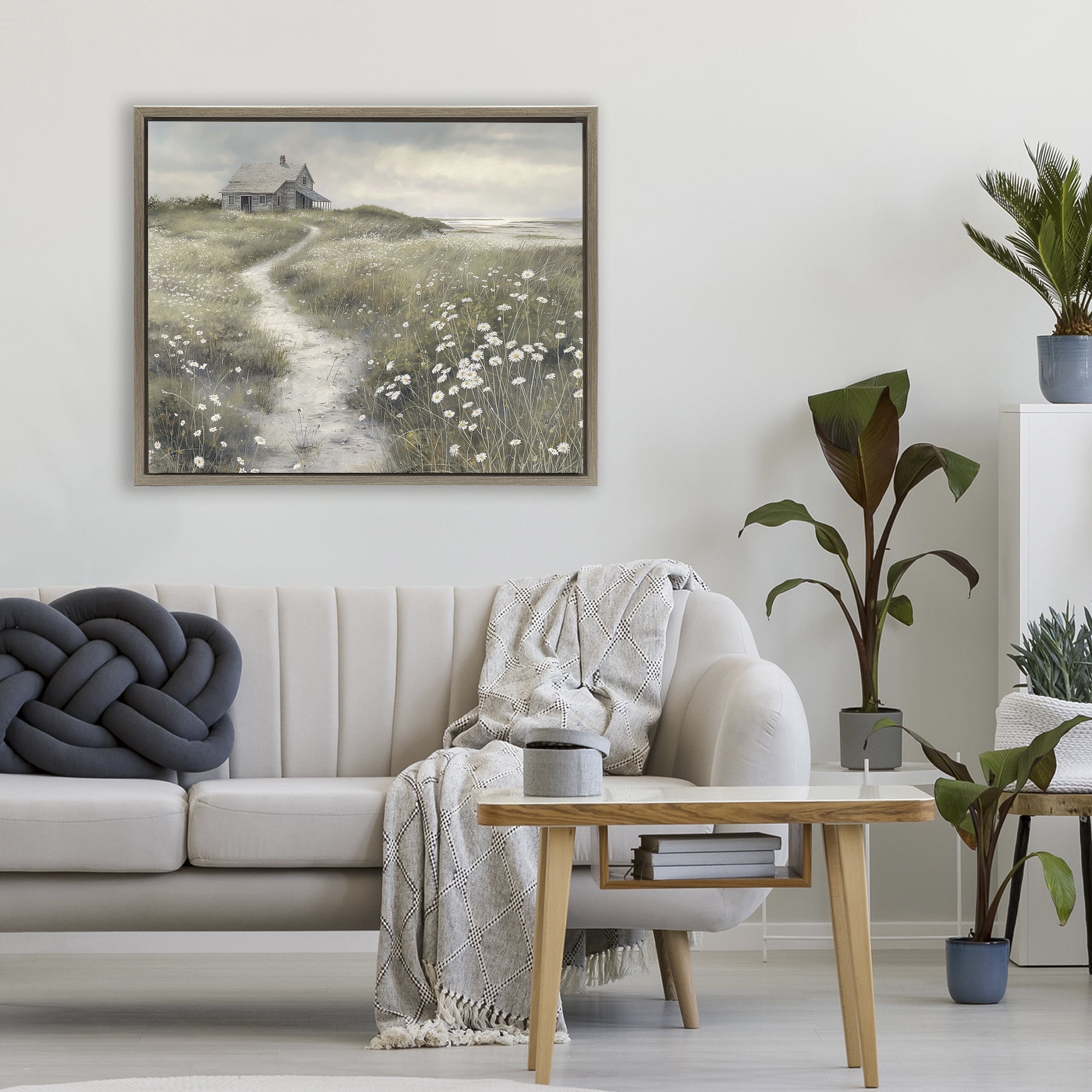 Stupell Industries Pathway To Coastal Cottage Brown Framed Floater Canvas Wall Art, design by Imagine It Images