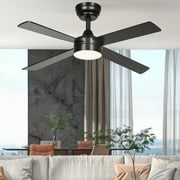 DEXTRUS 48 Black LED Downrod Mount Indoor/Outdoor Ceiling Fan with Remote Control