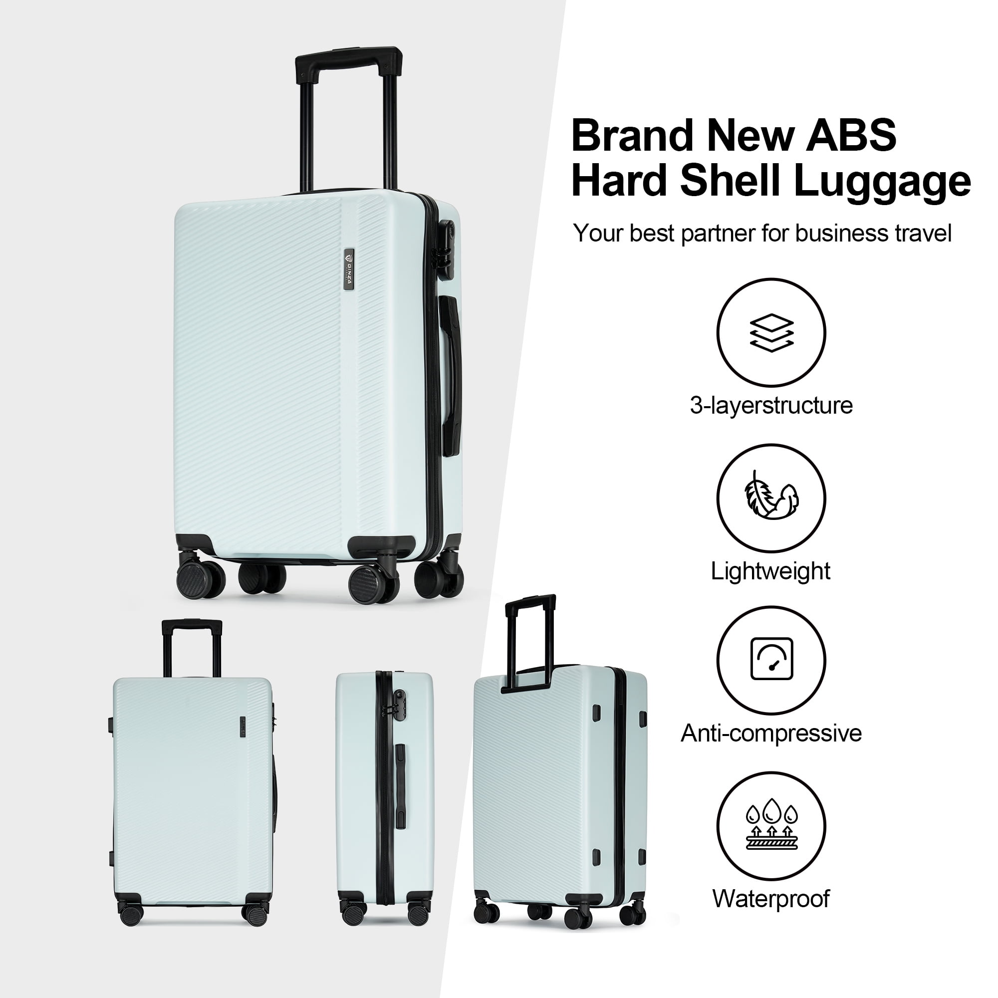 Ginza Travel 3-Piece Lightweight ABS Hardshell Suitcases Ginza Travel 3-Piece Lightweight ABS Hardshell Suitcases