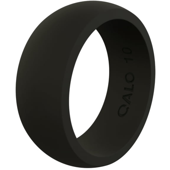 QALO Men's Silicone Ring - Breathable & Durable Wedding Silicone Bands - Mens Black Classic Q2X Ring Size 09