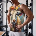 thumbnail image 5 of Lsque Oil Painting Flower Cow Pattern Mens Tank Tops Muscle Athletic Quick Dry Sleeveless Workout Fitness T Shirts Beach Tank Top, Loose-fit Sleeveless Shirt for Men-Medium, 5 of 7
