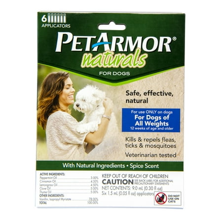 PetArmor Naturals Topical Flea & Tick Treatment for Dogs, 6
