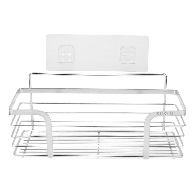 Estante de cesta para peluquería, organizador de almacenamiento montado en la pared para champú y acondicionador de cabello de acero inoxidable