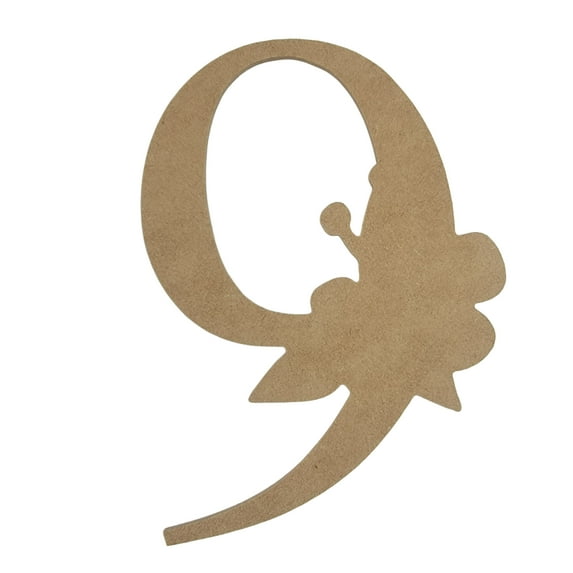 Wooden Letter Unfinished, Floral Times Font, Craft Cutout