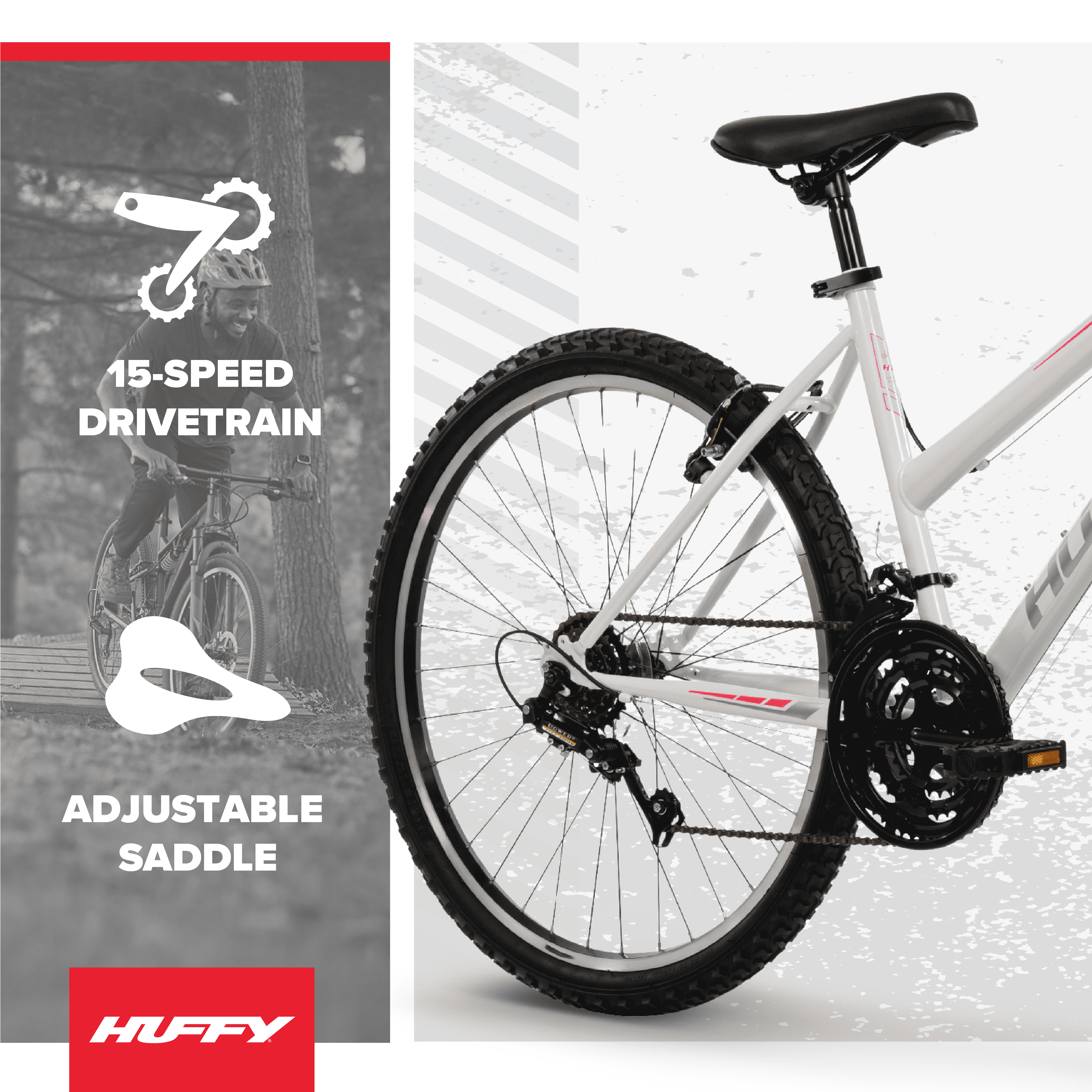 Huffy 26" North Peak Mountain Bike, Fits Riders 5'0"+, White, Adult, Women's