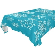 SKYSONIC Christmas Snowflake Tablecloth Waterproof Washable Polyester Square Table Cover Durable Tablecloth for Kitchen Dining Table Party Decor (60 X 108 Inch)