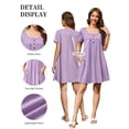 thumbnail image 6 of ValueVibe Nightgowns for Women Crew Neck Sleepshirt Short Sleeve Sleepwear Henley Button House Dress with Pockets, Purple 3XL, 6 of 7