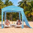 thumbnail image 2 of Simenmax 6x6ft Beach Cabana, Large Beach Canopy with Side Wall, UPF 50+ Protection Easy Setup Beach Tent Sun Shelter, Portable Beach Tent for Whole Family, Light Blue, 2 of 7