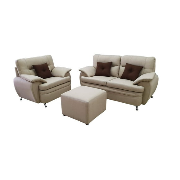 Sala Expresión 2-1-T, Curry Hueso, Tu Espacio Muebles. Tu Espacio Muebles Sala de 3 piezas.