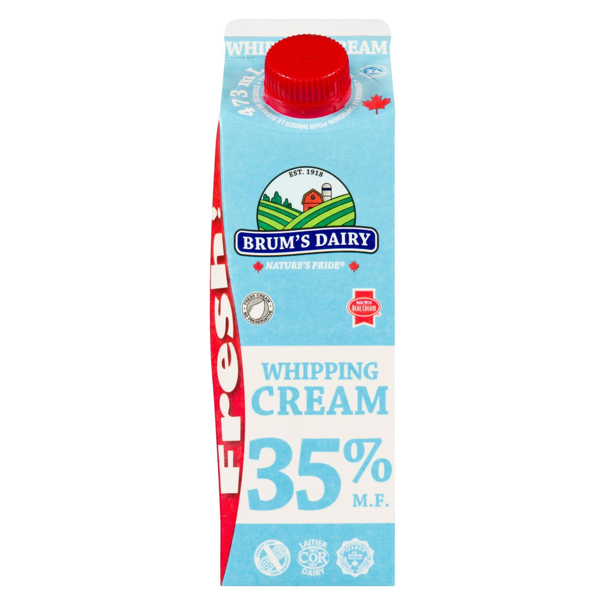 Crème à fouetter à 35 % M.G. de Brum's Carton de 473 ml